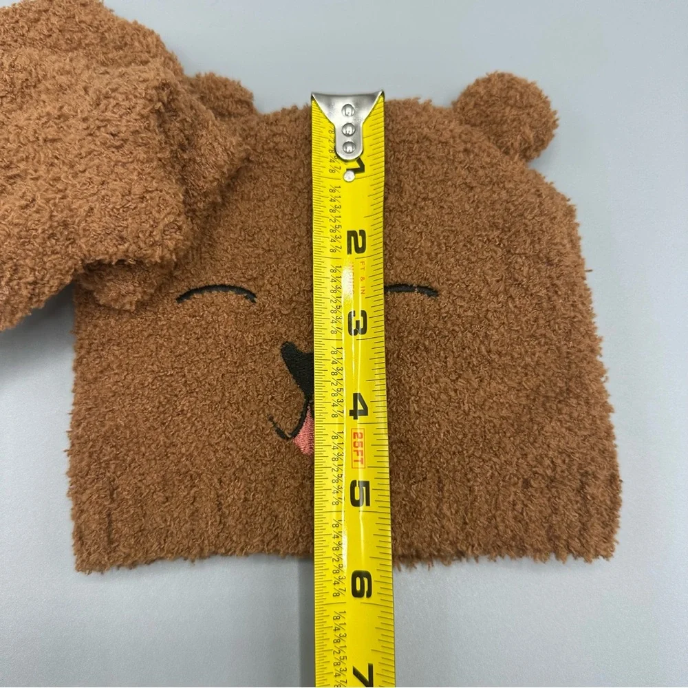 Toby & Me Teddy Bear Winter Beanie Hat Mittens Set Size 6-12 Months Brown